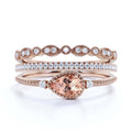 2.10 Carat Pear Cut Morganite And Diamond Moissanite Engagement Ring in 10k Solid Rose Gold W3845