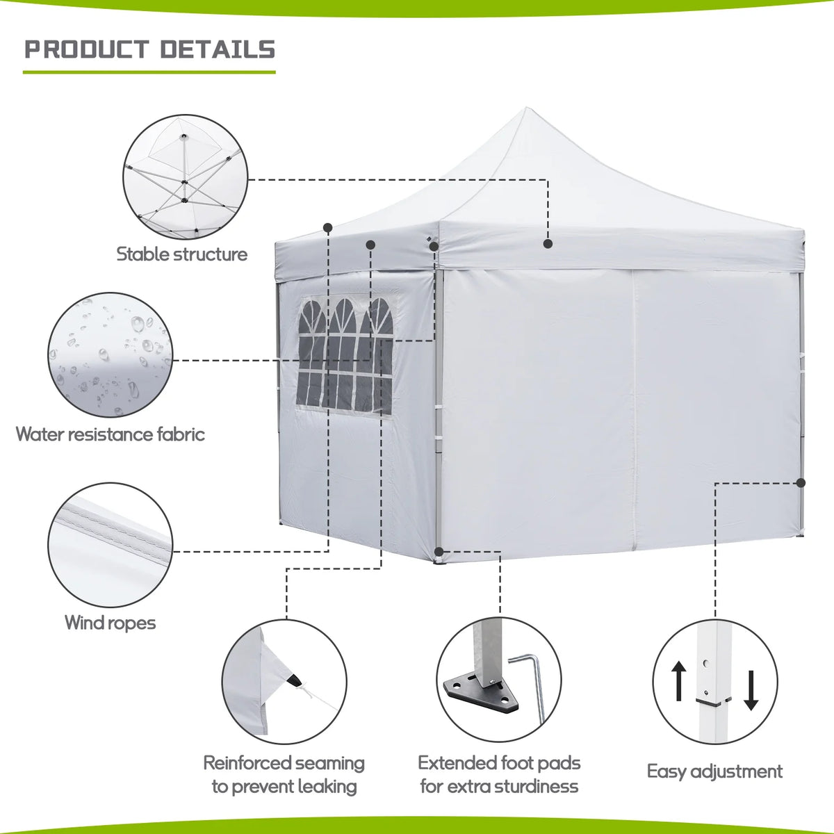 10' x 10' Pop up Canopy Tent with 4 Side Panels, White A820