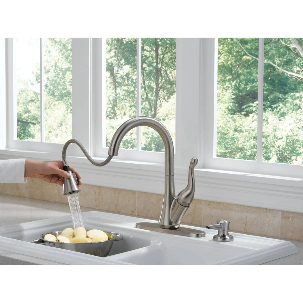 Single Handle Pull-Down Kitchen Faucet with Soap Dispenser Chrome D340