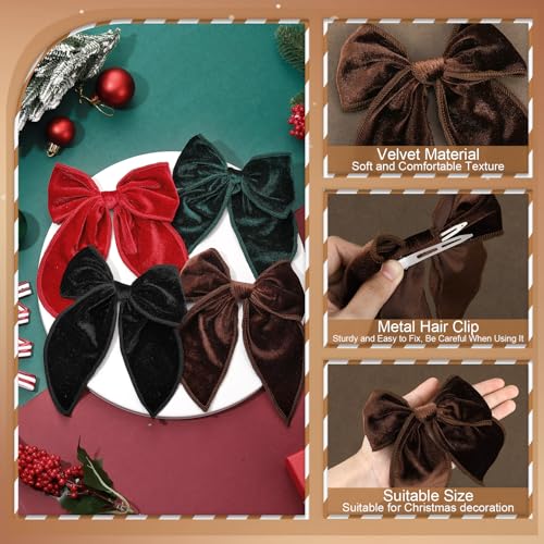 4 Pcs Velvet Hair Bows O396491