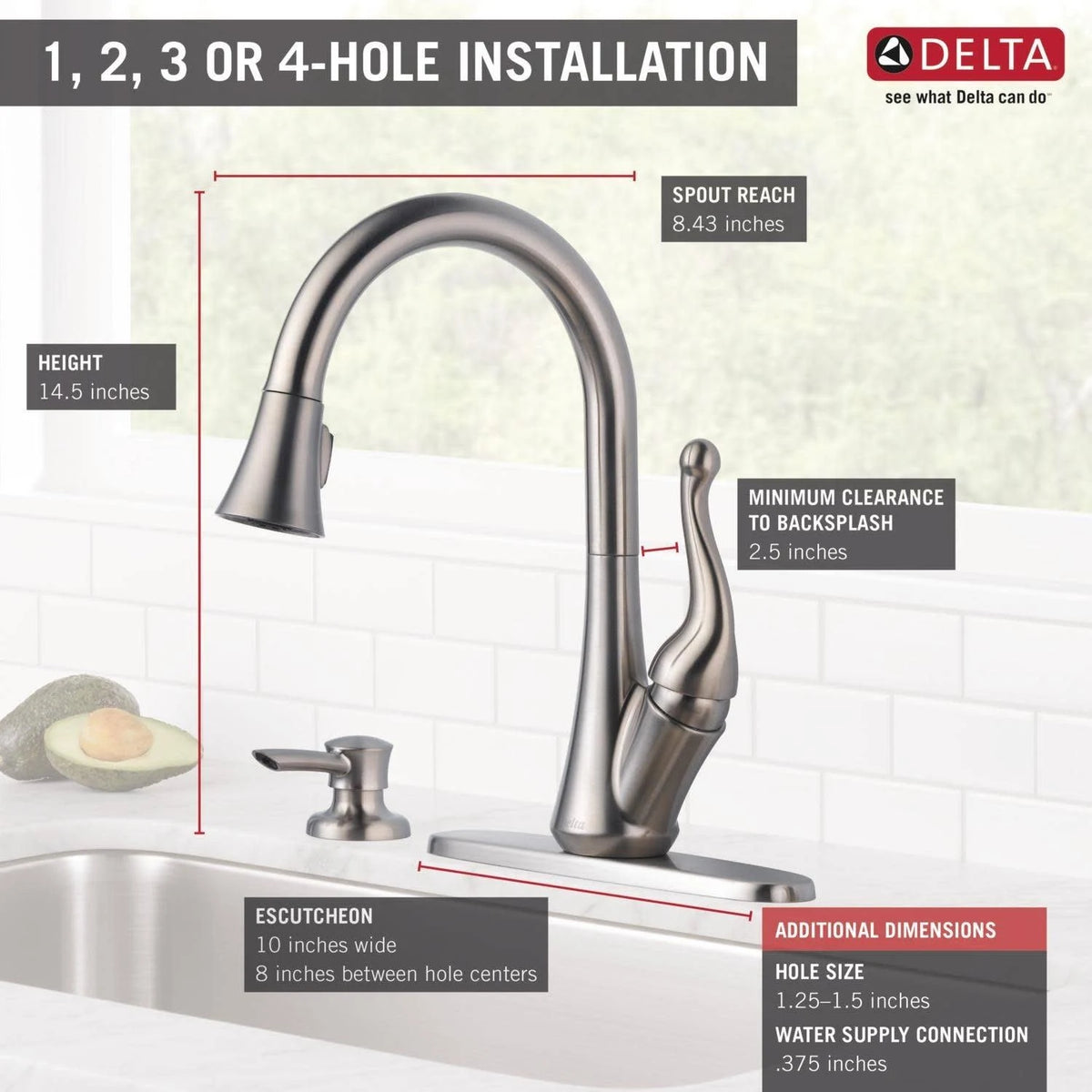 Single Handle Pull-Down Kitchen Faucet with Soap Dispenser Chrome D340
