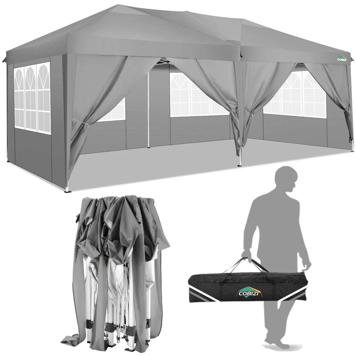 10x20 Pop up Canopy Tent with 6 Removable Sidewalls R961