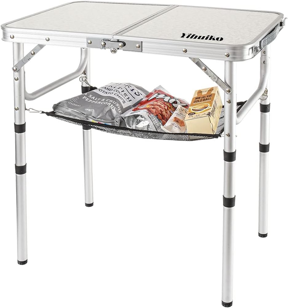 Adjustable Height Portable Folding Camping Table with Aluminum Legs E27395