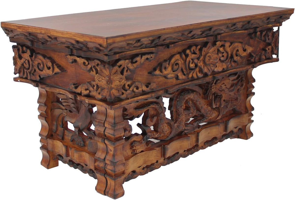 Solid Sheesham Wood Hand Carved Shrine Altar Table D8279