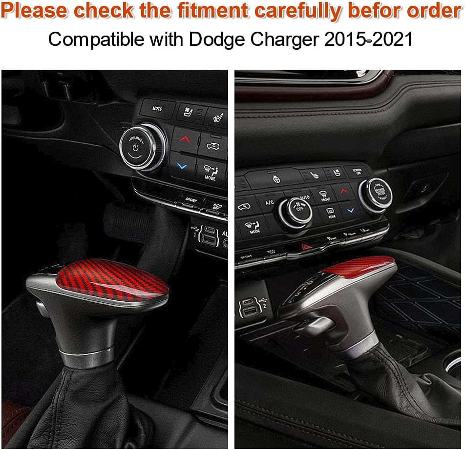 Red Carbon Fiber Gear Shift Knob Cover Trim Q831902