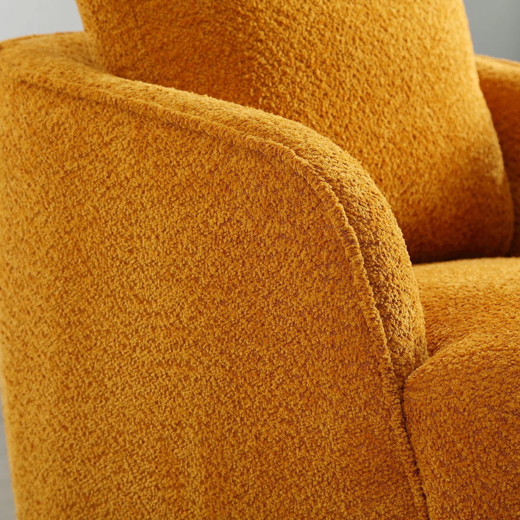 Soft Boucle Upholstered Swivel Barrel Chair Y513169