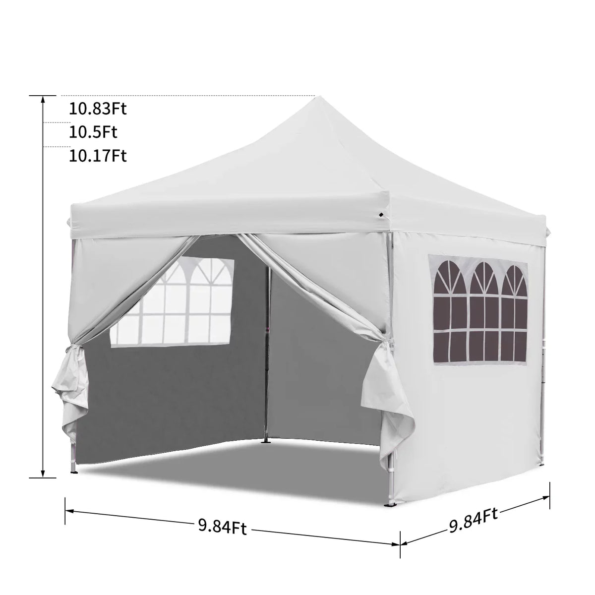 10' x 10' Pop up Canopy Tent with 4 Side Panels, White A820