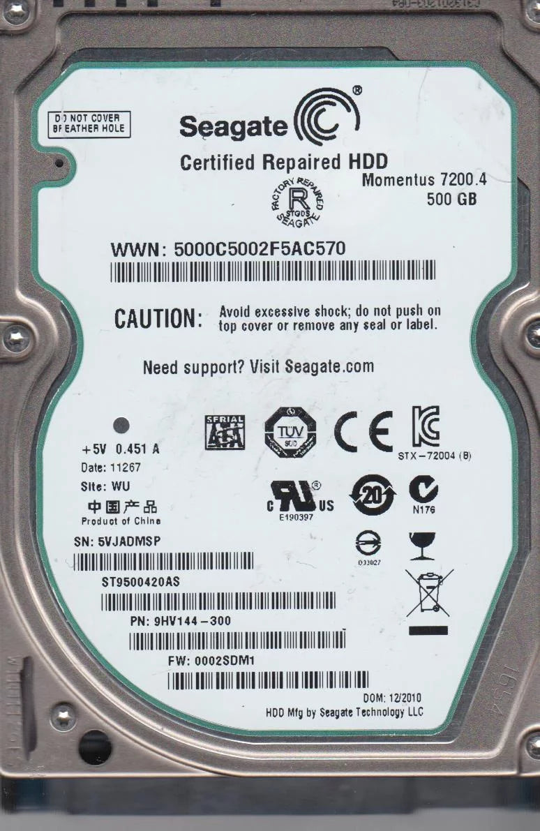 500GB SATA 2.5 Hard Drive Q77929