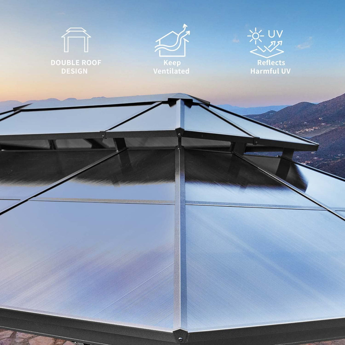 10'x13' Polycarbonate Double Roof Aluminum Hardtop Gazebo V995544