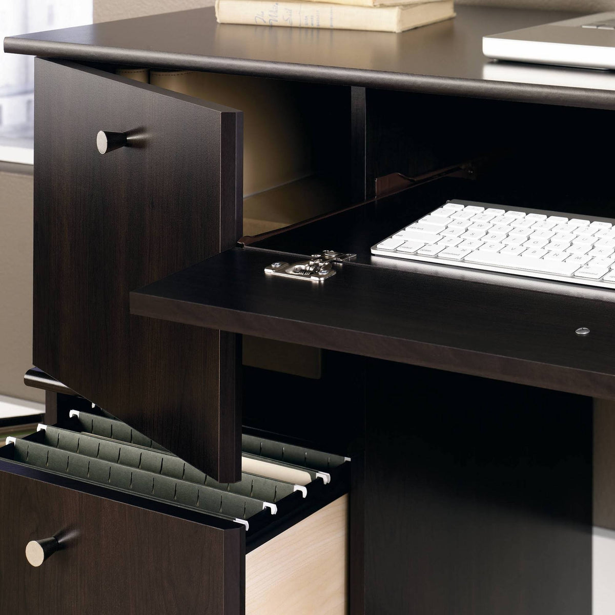 Computer Desk with Keyboard Tray in Cinnamon Cherry V2716