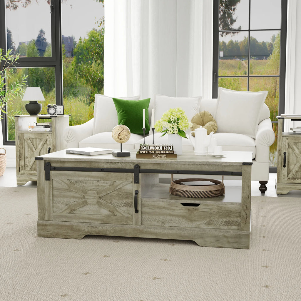 Light Gray Rectangular Coffee Table R1057