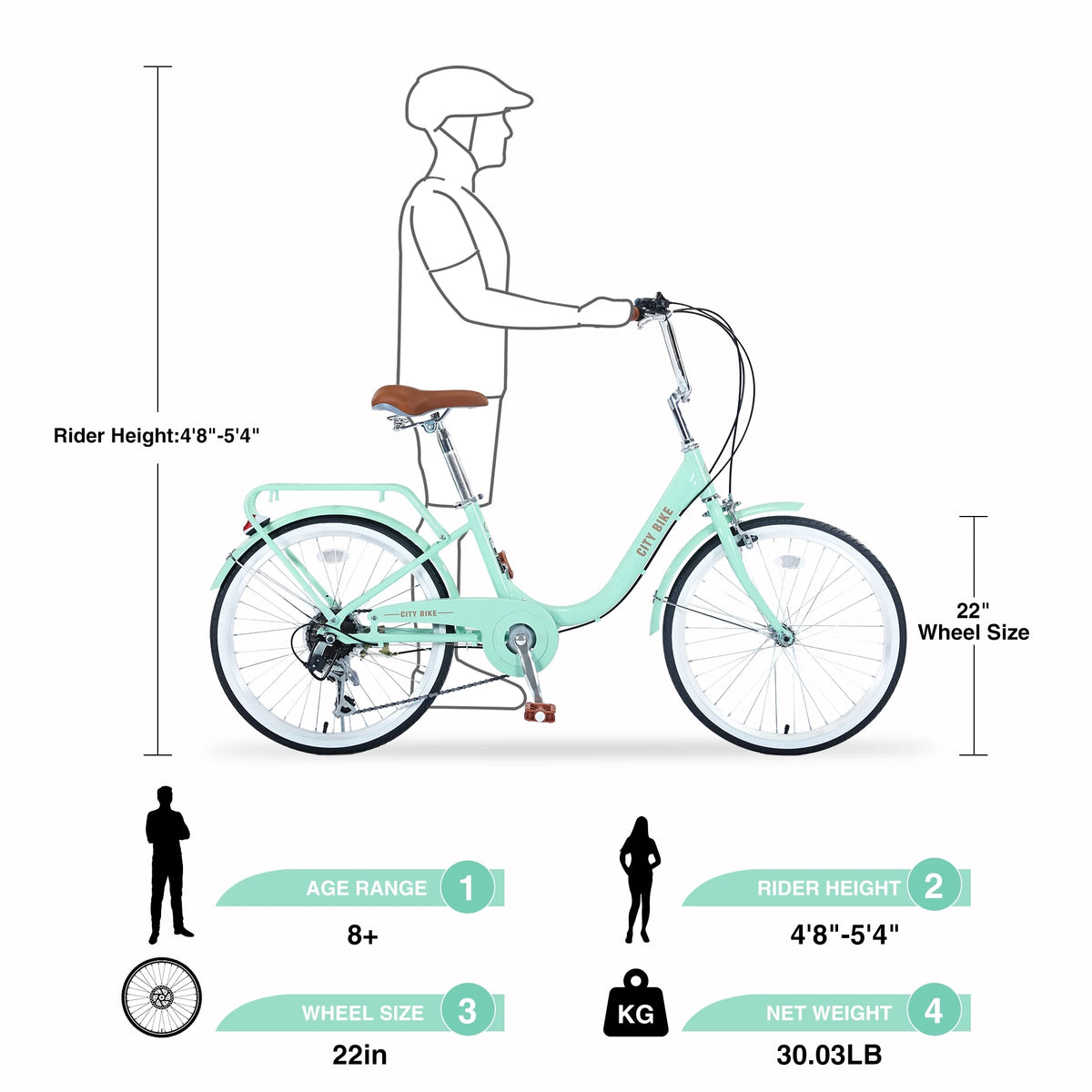 22" Aluminum Alloy 7 Speed Green Bicycle X24562