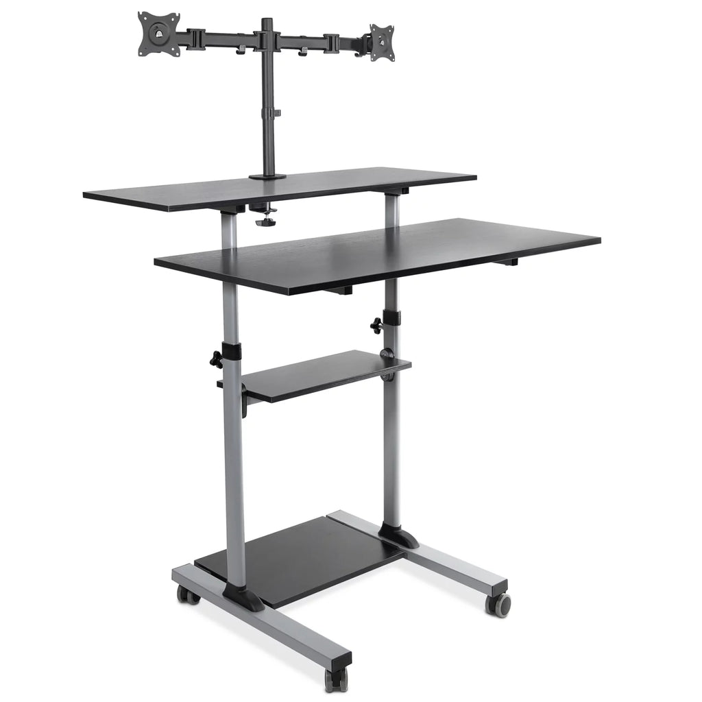 Extra Wide Mobile Standing Desk with Dual Monitor Mount G331480
