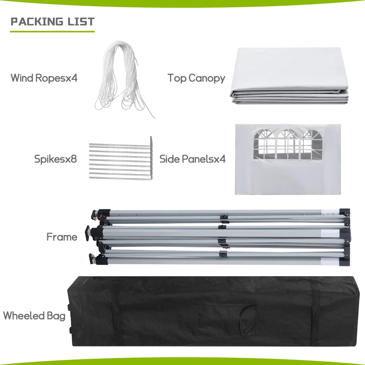10' x 10' Pop up Canopy Tent with 4 Side Panels, White A820