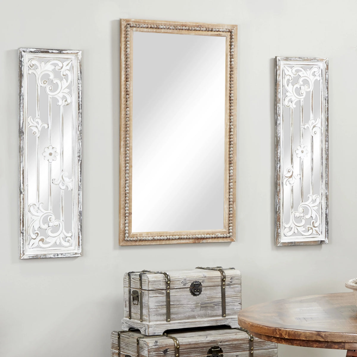 Brown Bohemian Wood Rectangular Wall Mirror G594