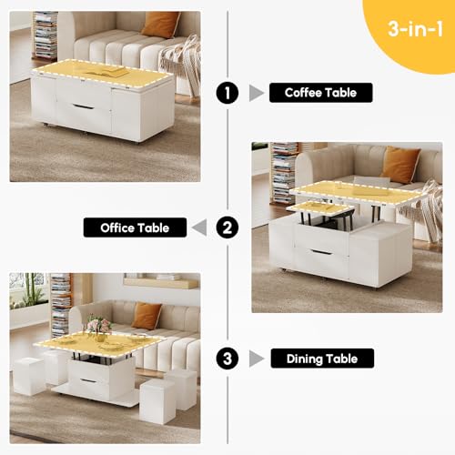 Black Lift-Top Coffee Table with Hidden Storage W4687