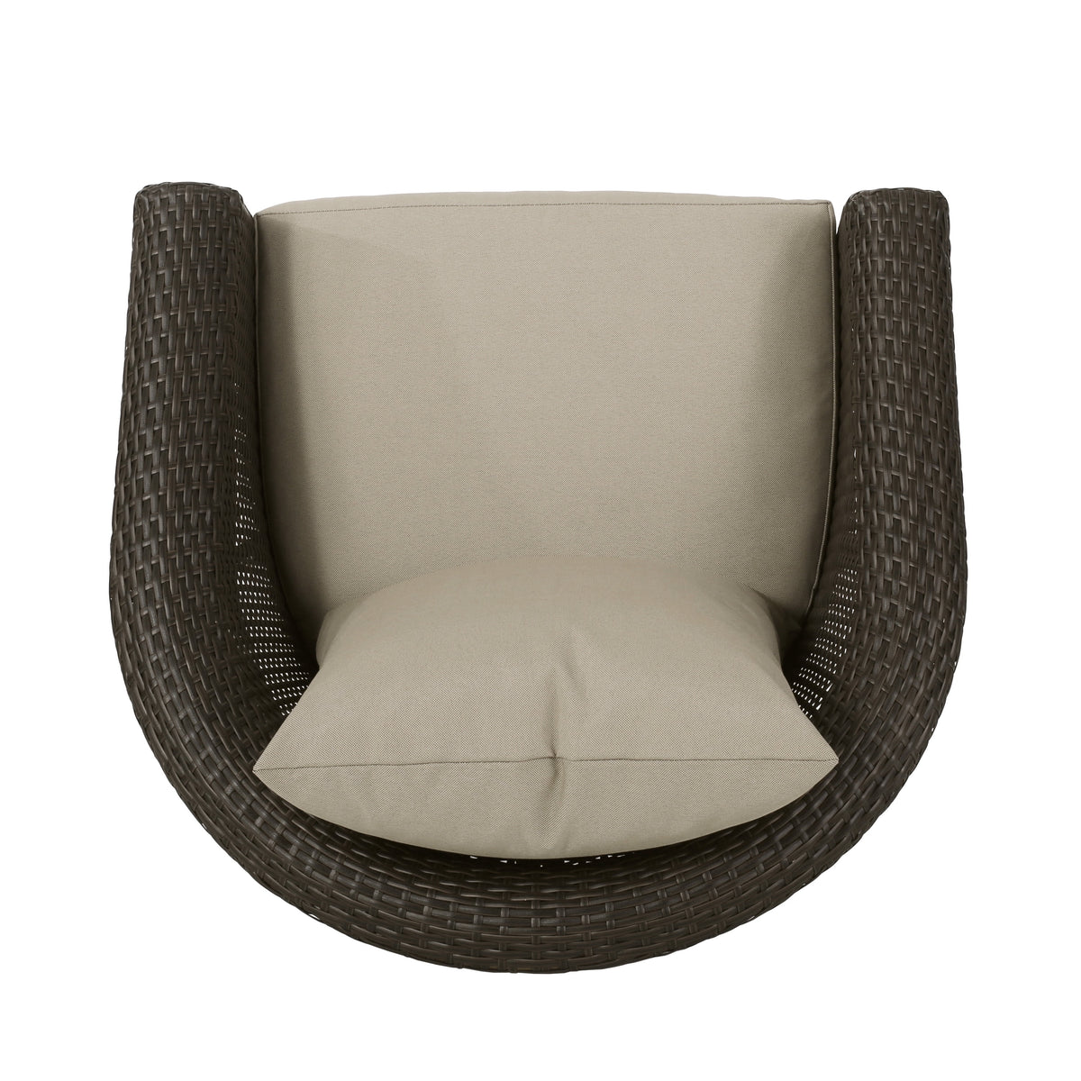 Mixed Brown and Mixed Khaki Wicker Swivel Club Chair N2052