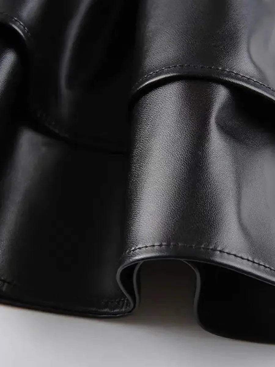 Grunge Lace Up Pu Leather Skirt H115324