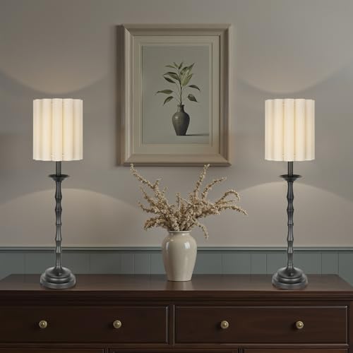 Black Scalloped Table Lamp with Bamboo Lamp Post H2170