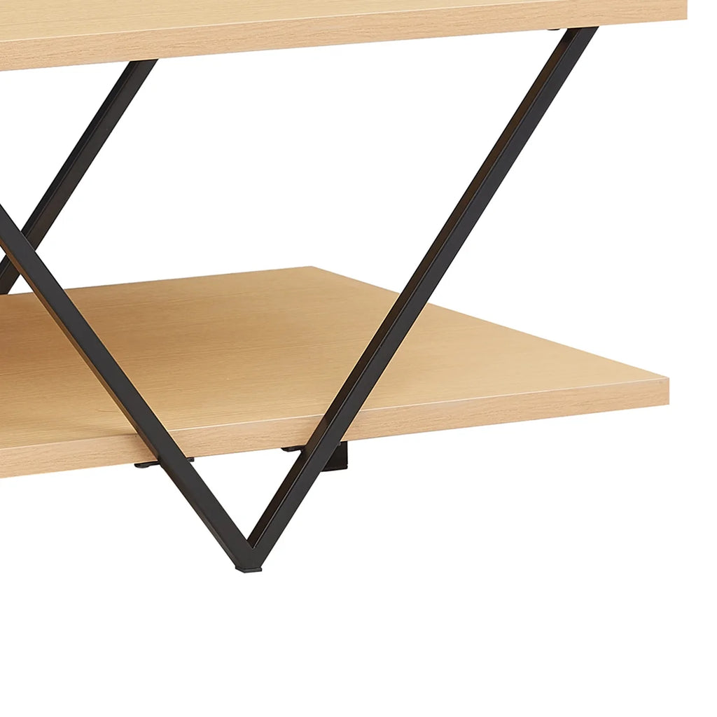48 Inch 2 Tier Coffee Table with Bottom Shelf D1141