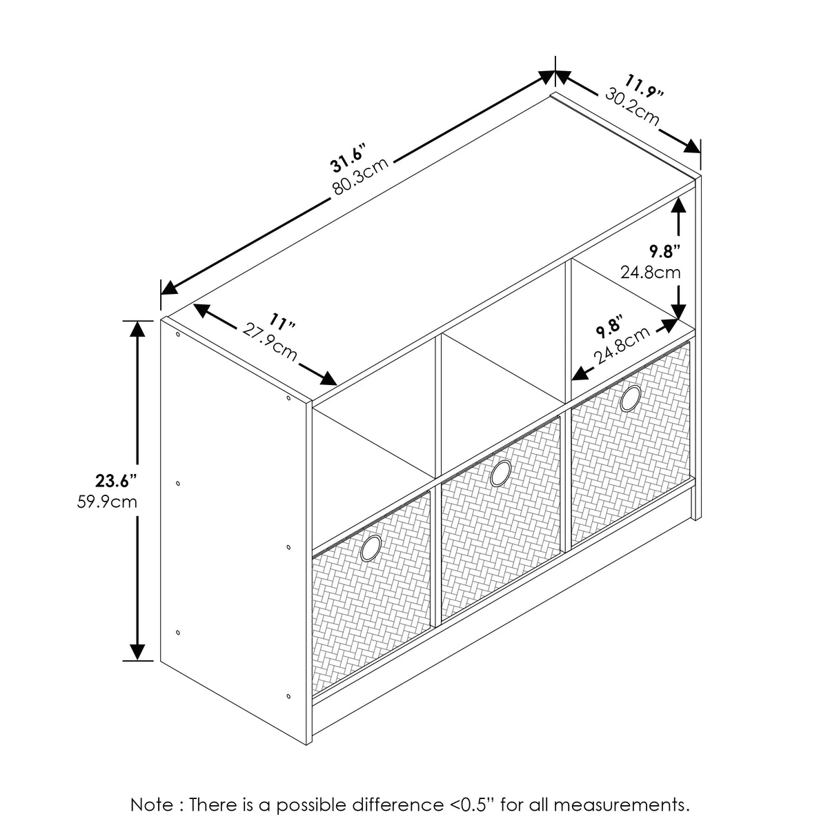 3x2 Bookcase Storage with Bins X907898