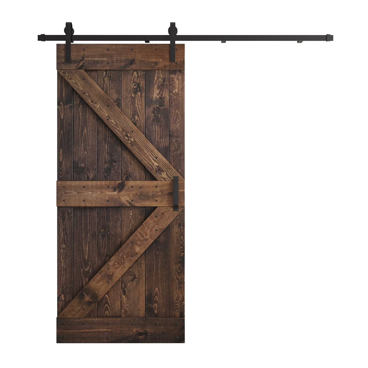 Knotty Pine Wood Sliding Barn Door With Hardware Kit E76389