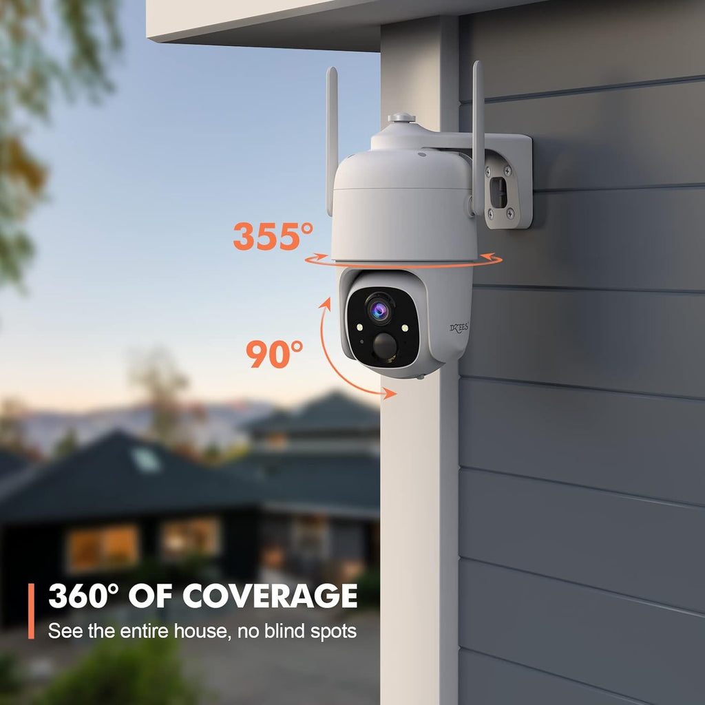 Wireless Security Camera Outdoor WiFi Battery Powered 360° PTZ Color Night Vision IP66 M87208