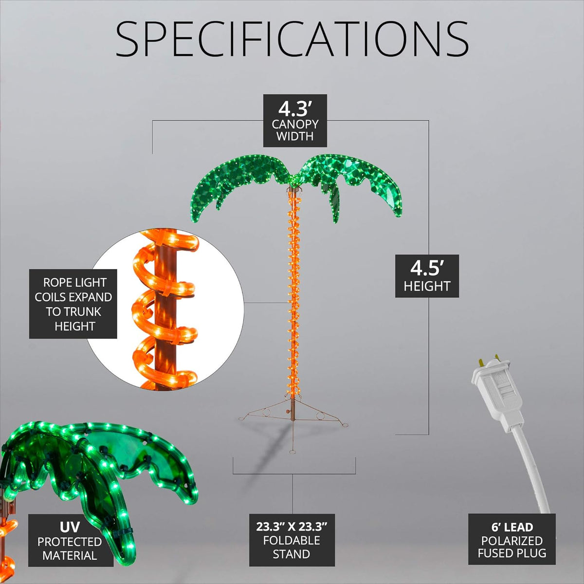 Tropical LED Rope Light Palm Tree (4.5 Foot) G53682