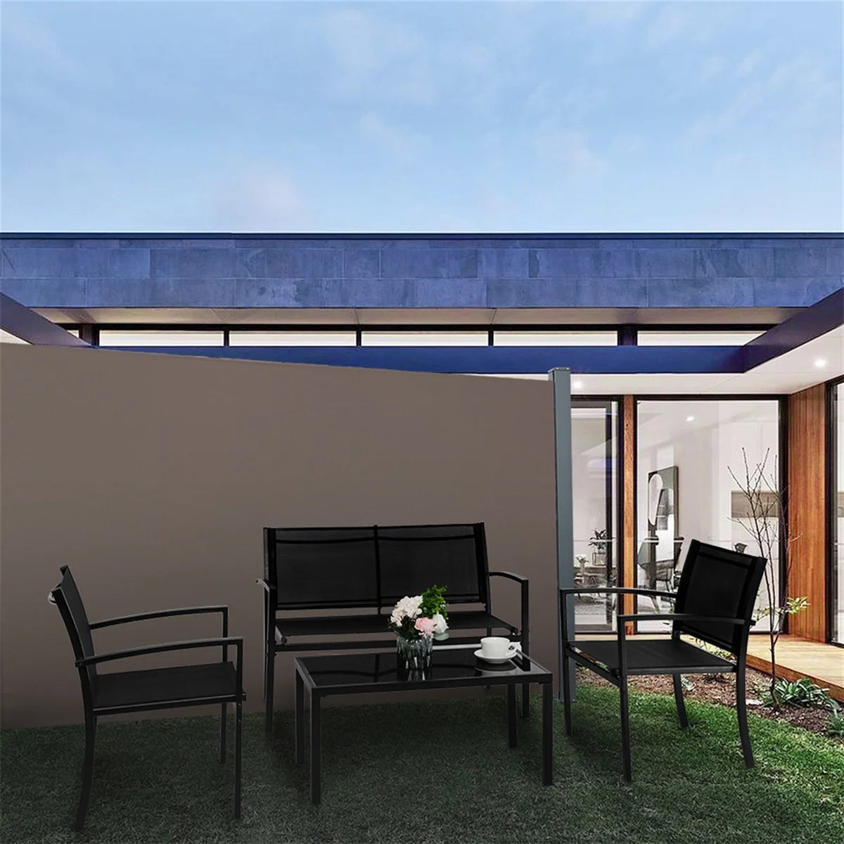 5x10ft Retractable Patio Side Awning, Outdoor Privacy Screen L730