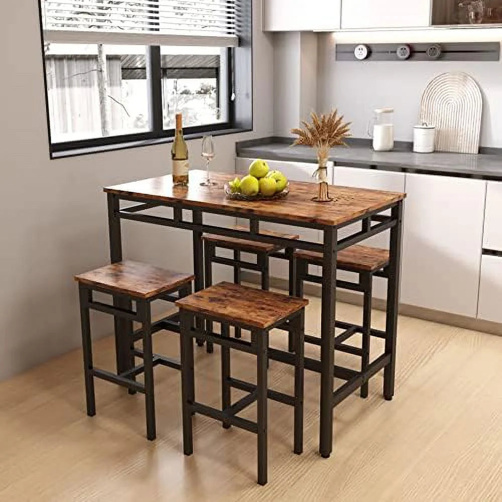 5 Piece Metal and Wood Dining Table and Chairs Set G942
