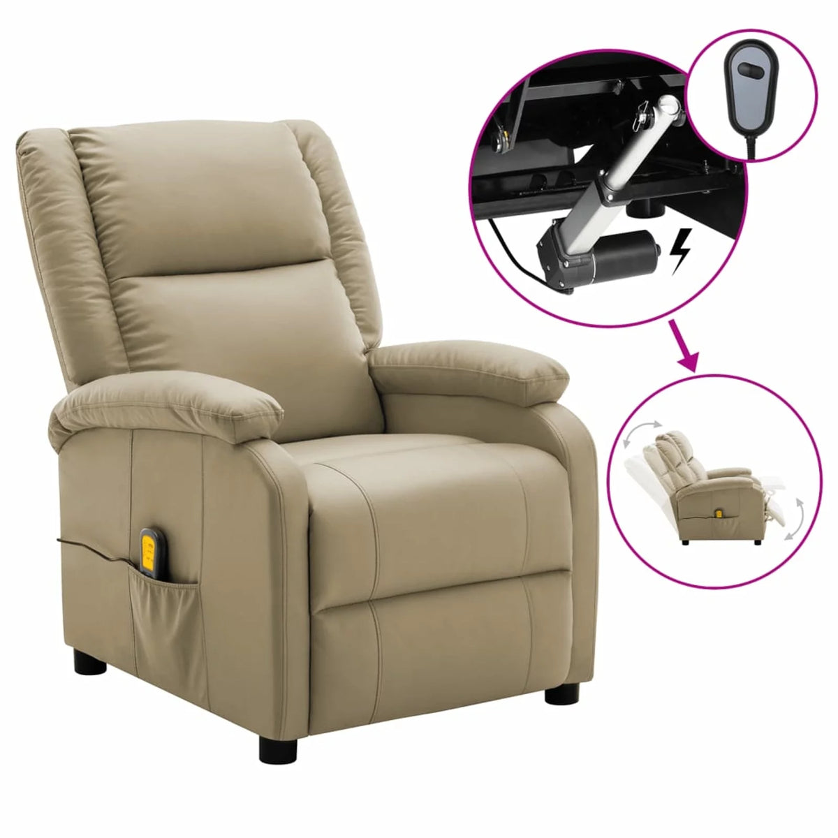 Electric Massage Recliner Cappuccino Faux Leather L755