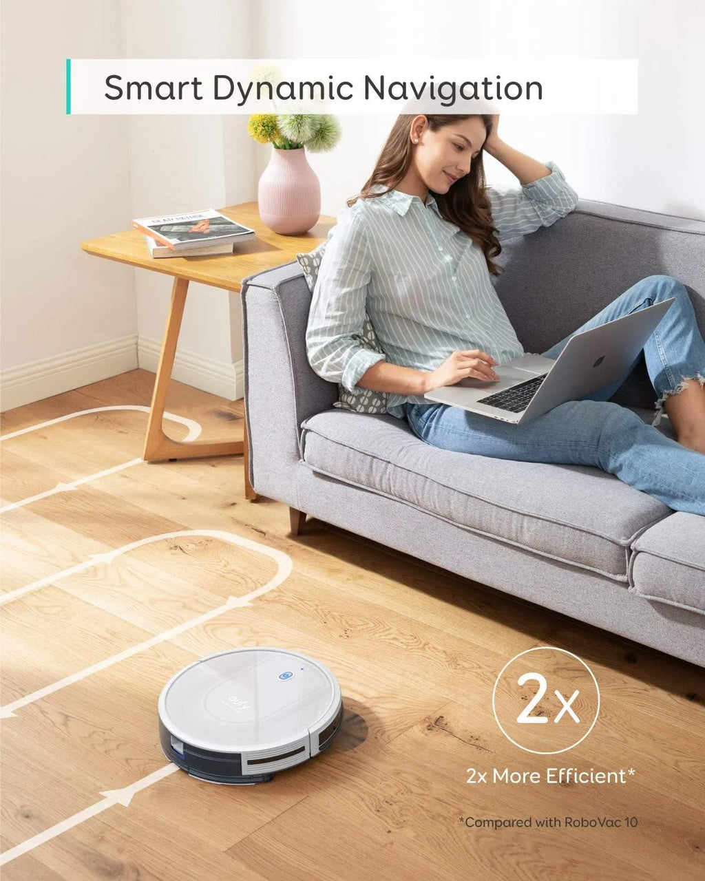 Robotic Vacuum Cleaner 2-in-1 Sweep, mop -WHITE E18988