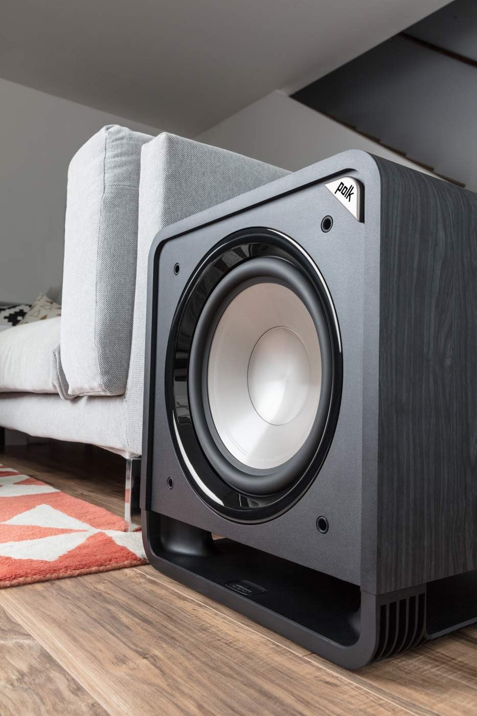 Powered Subwoofer with 12” Woofer, 400W Amp, Washed Black Walnut Q79253