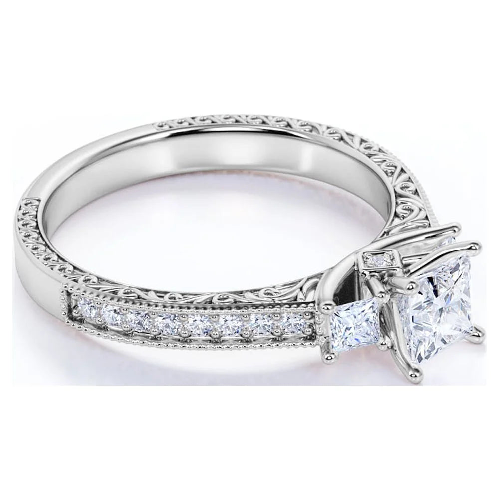10K White Gold Princess Cut Diamond Engagement Ring Z18298