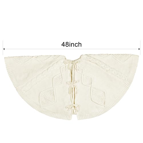 48 Inch Braided Cable Knit Cream White Tree Skirt L2374