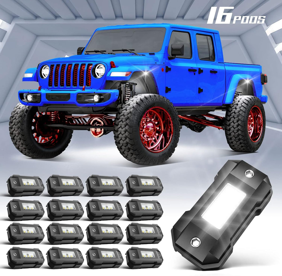 White 12 Pod Waterproof LED Rock Lights H2224