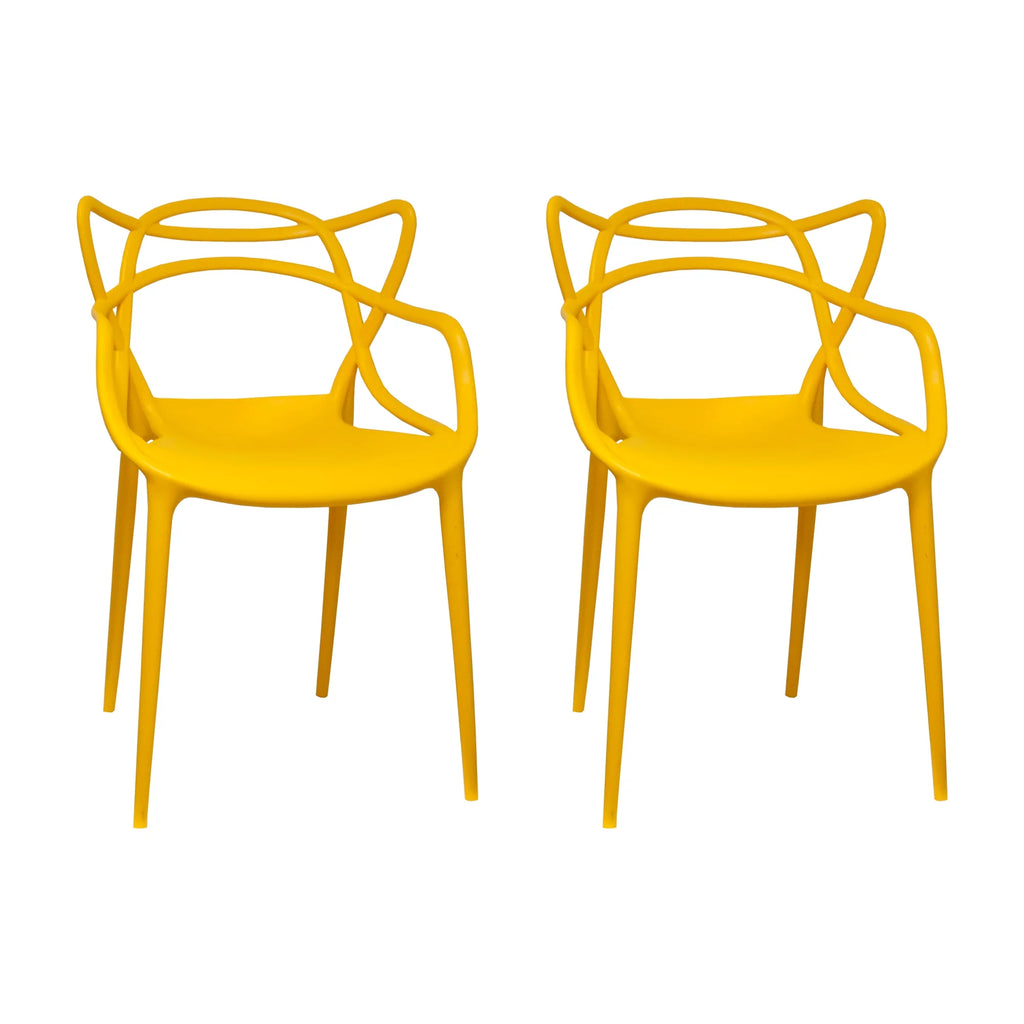 Yellow Molded Plastic Dining Chair Set of 2 R37799