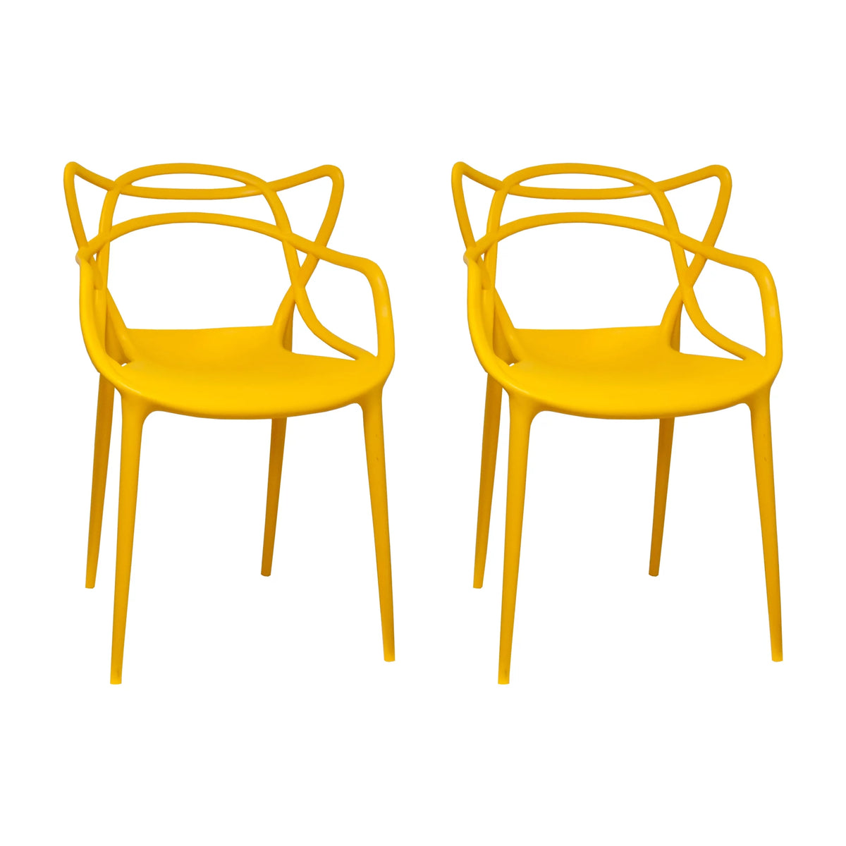 Yellow Molded Plastic Dining Chair Set of 2 R37799