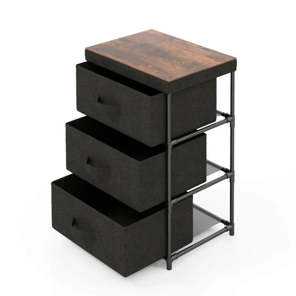 Grey Rustic Brown 2 Drawer Nightstand E86156