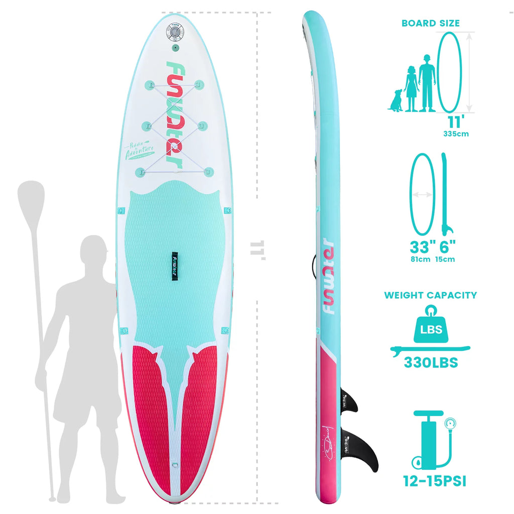 Light Blue Pink Inflatable Stand Up Paddle Board 11'x33''x6'' P602