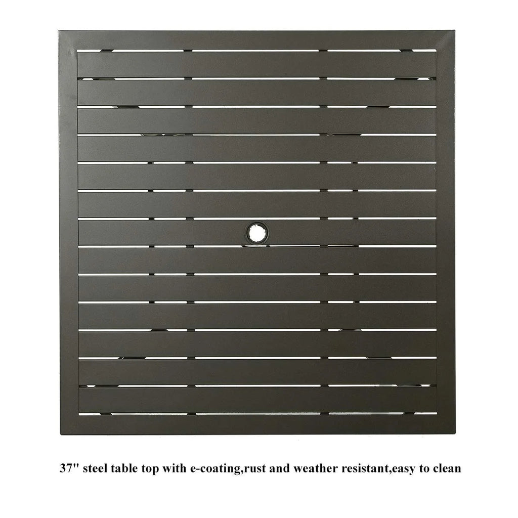 Metal Steel Slat 37 inch Dining Table with Umbrella Hole M417634