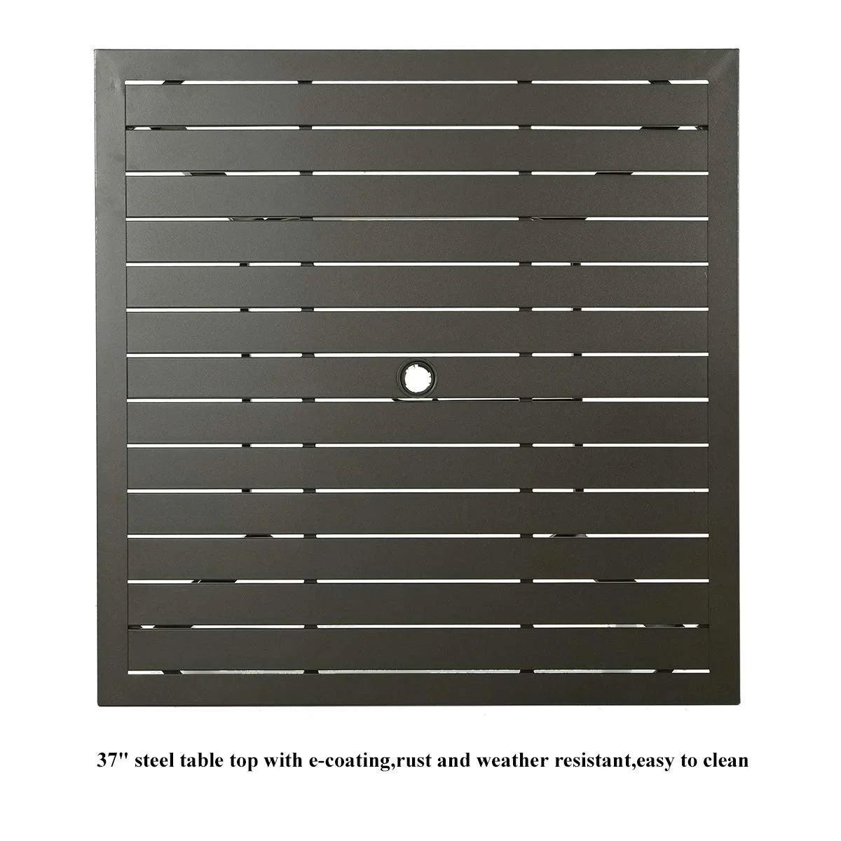 Metal Steel Slat 37 inch Dining Table with Umbrella Hole M417634