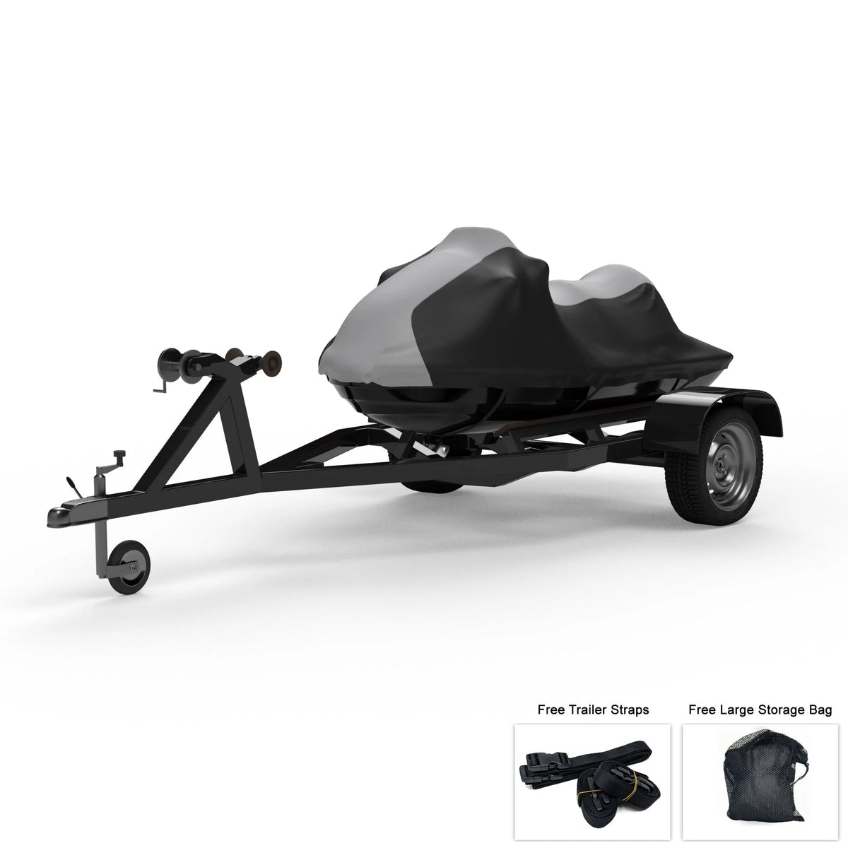 Gray Trailerable Jet Ski Cover with Trailer Straps and Storage Bag S892