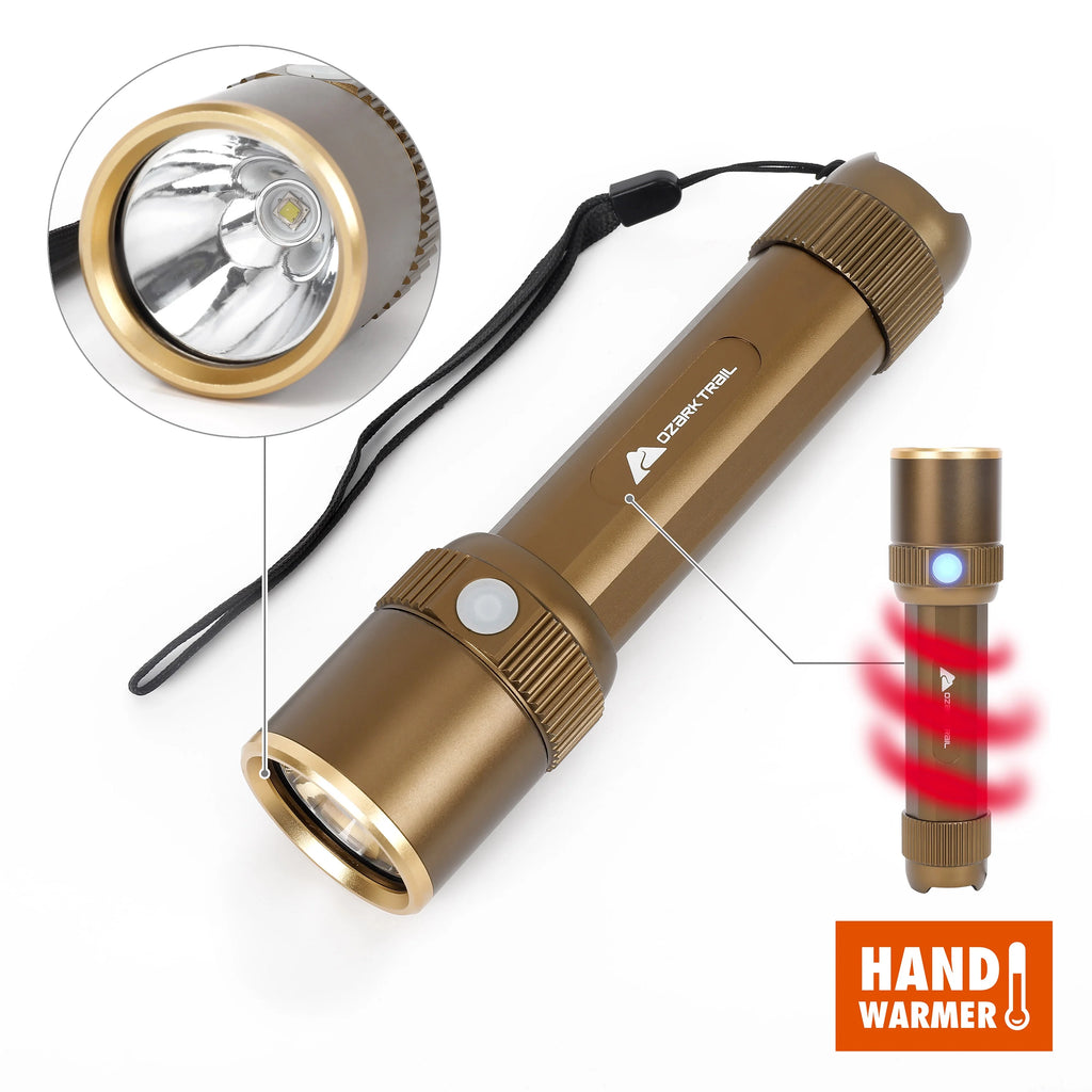 Rechargeable LED Flashlight with Power Bank and Hand Warmer, Green P389932