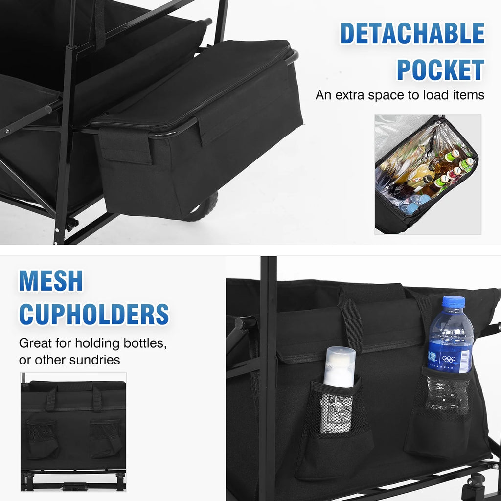 Black Folding Wagon Cart with Removable Canopy X9160