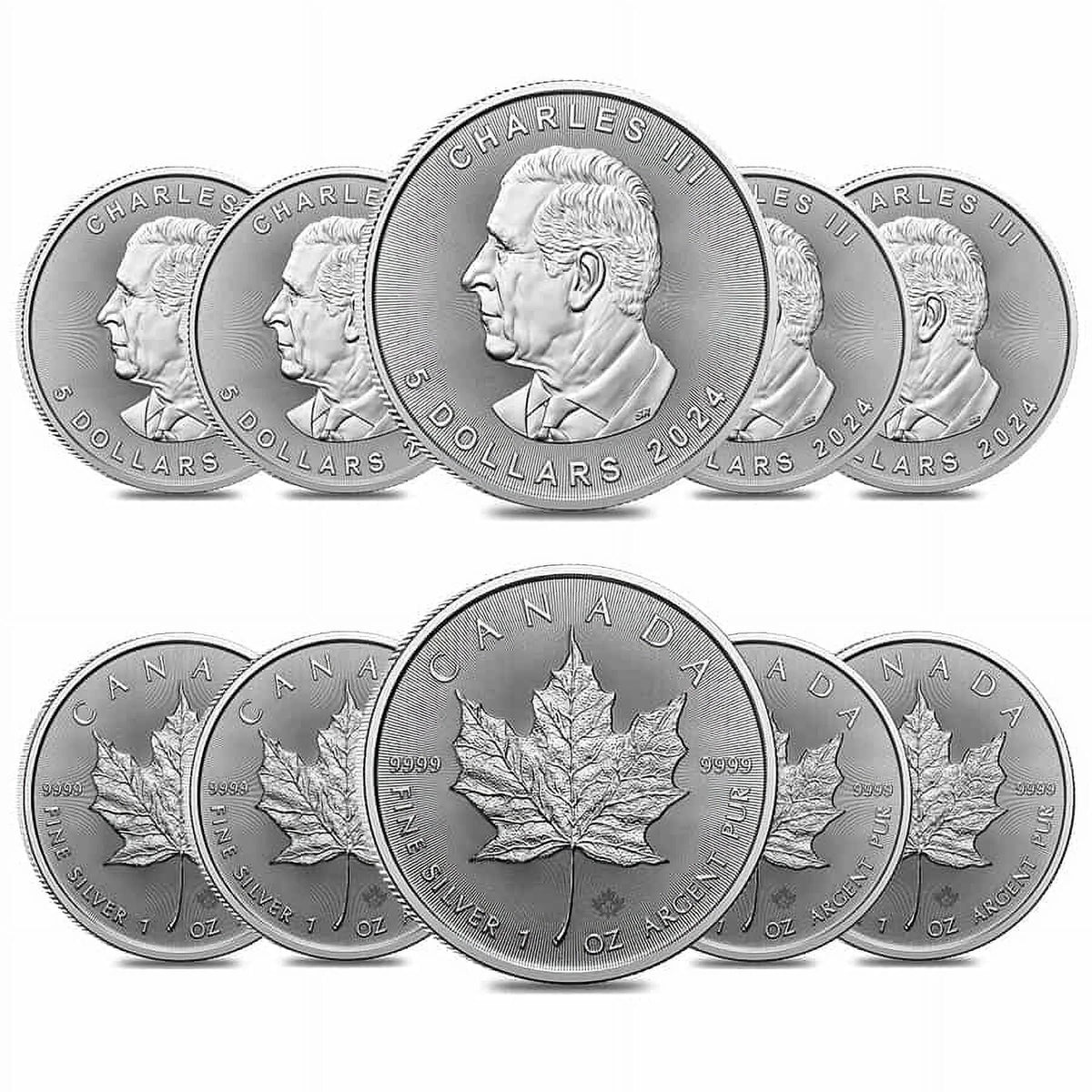 10 1 oz Canadian Silver Maple Leaf Coin J96254