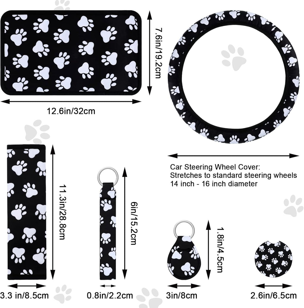 15 Pcs Paw Print Car Seat Cover Full Set F814
