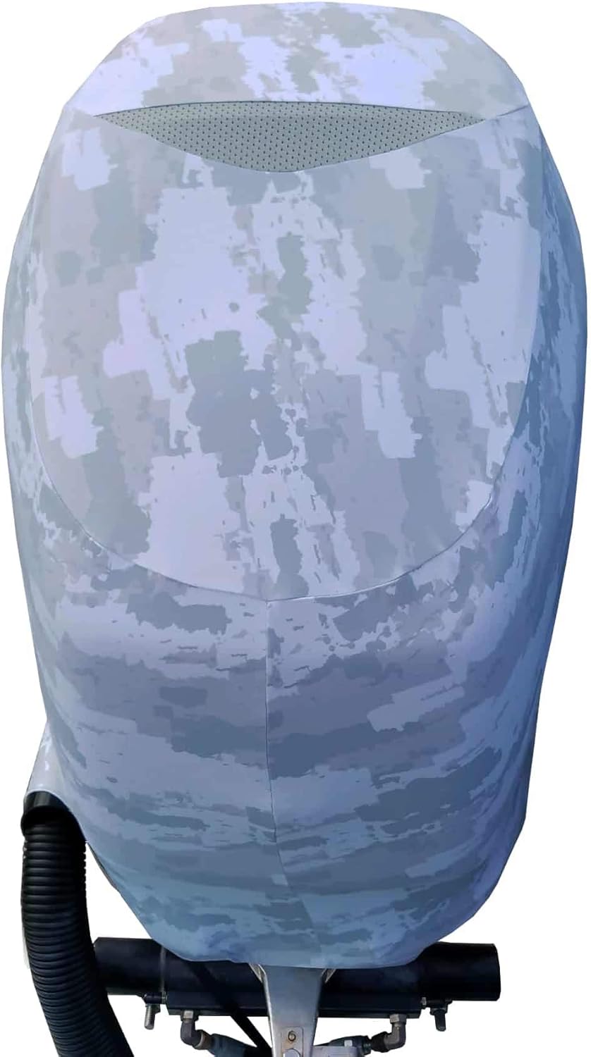 Grey Digital Camo Outboard Motor Cover W848