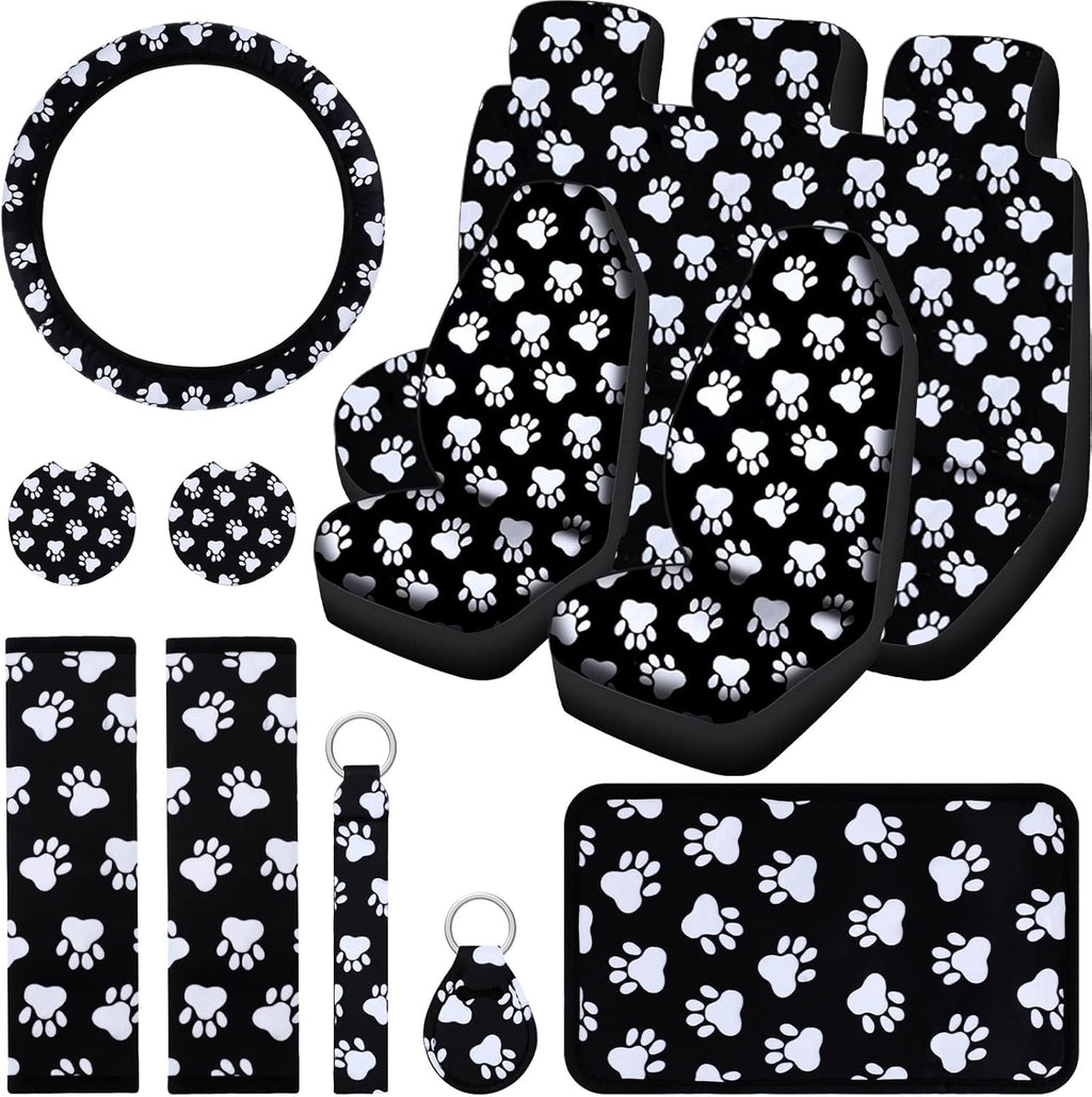 15 Pcs Paw Print Car Seat Cover Full Set F814