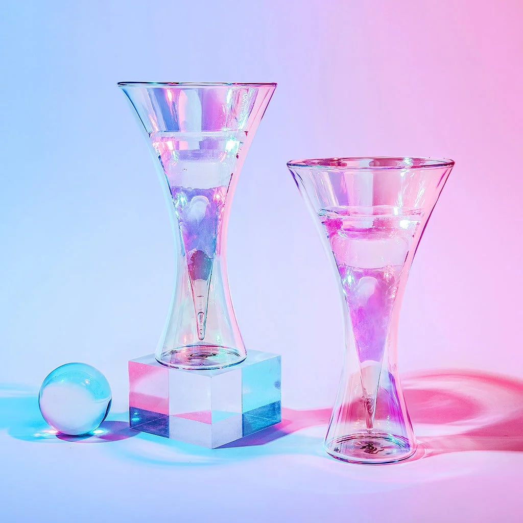 Iridescent Double Wall Insulated 8 oz Martini Glasses Set of 2 X157